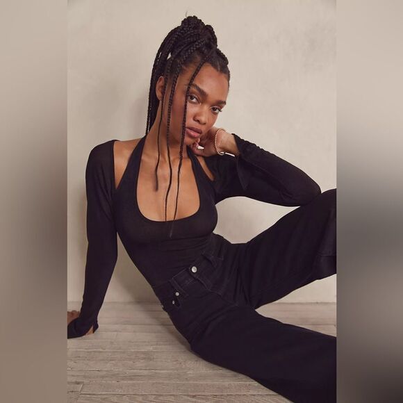 NWT FREE PEOPLE CUT IT OIT BODYSUIT IN GREEN SMALL - Picture 1 of 3